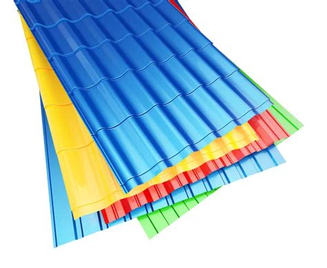 Colored yellow blue corrugated metal sheet on white background. 3d Illustrations Stock Photo by ...