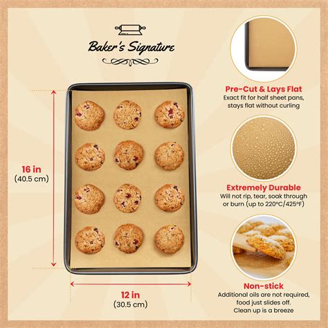 Parchment Paper Baking Sheets by Baker's Signature | Precut Non-Stick