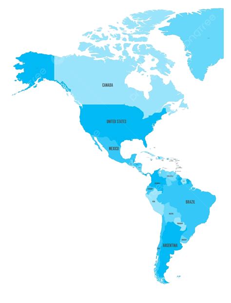 Blue Political Map Of Americas With Country Labels Vector, Uruguay, Venezuela, Geography PNG and ...