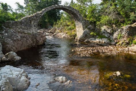 CARRBRIDGE, BADENOCH and STRATHSPEY/SCOTLAND - AUGUST 28 : Packhorse Bridge at Carrbridge ...