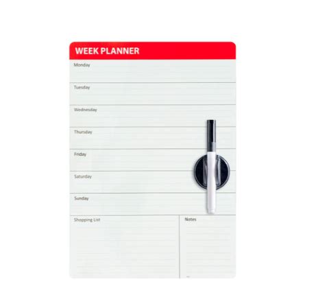 Förvara - Magnetic whiteboard, WEEKLY PLANNER, 29,5 × H 42 cm, White