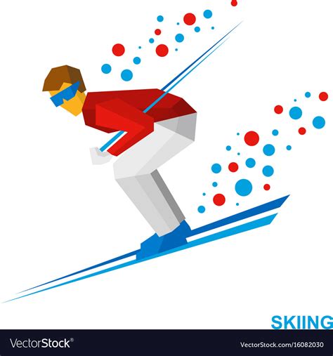 Skiing cartoon skier running downhill Royalty Free Vector