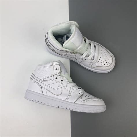 Jordan 1 Mid Triple White For Kids – The Sole Line