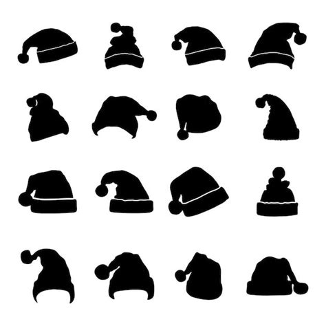 Premium Vector | Santa claus hat silhouettes, christmas hat silhouette ...