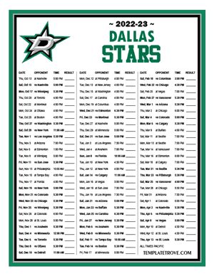 Printable 2022-2023 Dallas Stars Schedule