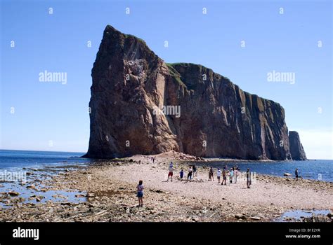 Perce rock low tide Quebec Canada Stock Photo - Alamy