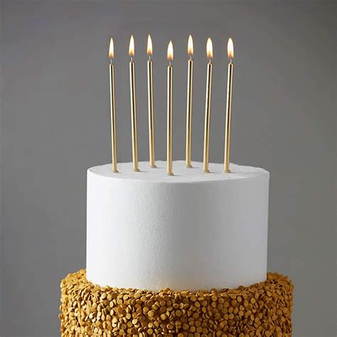 24 Count Party Long Thin Cake Candles Metallic Birthday Candles in ...