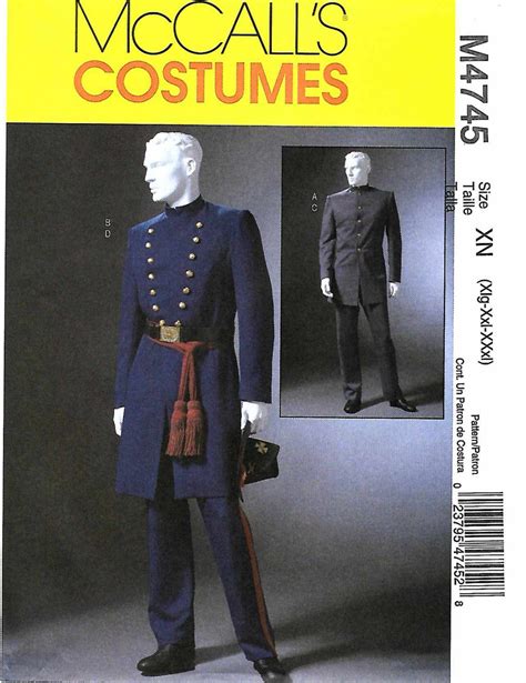 McCall's Sewing Pattern 4745 Men's Chest Size 34-44" Civil War Uniforms ...