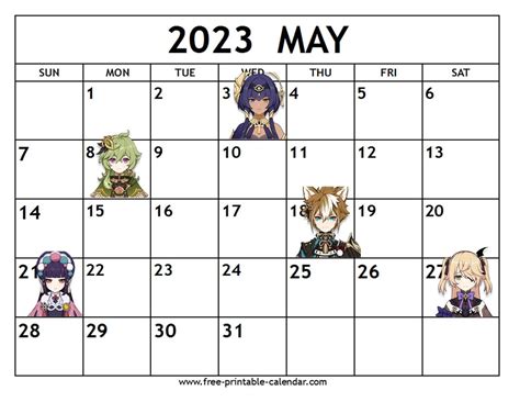 Decided to make a calendar for every character's birthday : r/Genshin ...