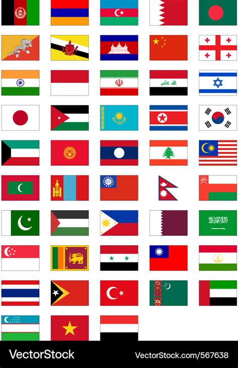 Flag set of all asian countries Royalty Free Vector Image