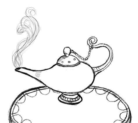 genie drawing with lamp - Clip Art Library