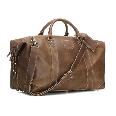 Leather Mens Large Weekender Bag Vintage Travel Bag Duffle Bag