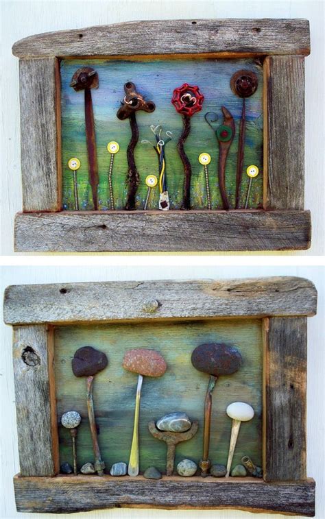 Very rustic barnwood frames | Barn wood frames, Mixed media art canvas, Stone art