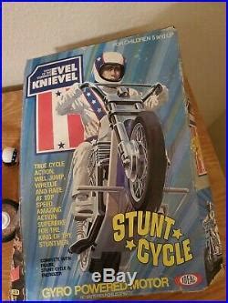 Evel Knievel 1970s Rare Action Figure & Evil Stunt Cycle Ideal Toys with Box