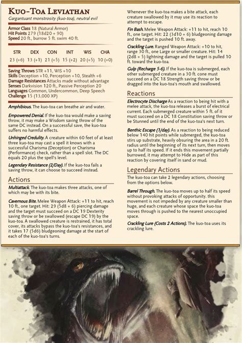 Kuo-Toa Leviathan | Dungeons and dragons 5e, Dungeons and dragons, D&d dungeons and dragons