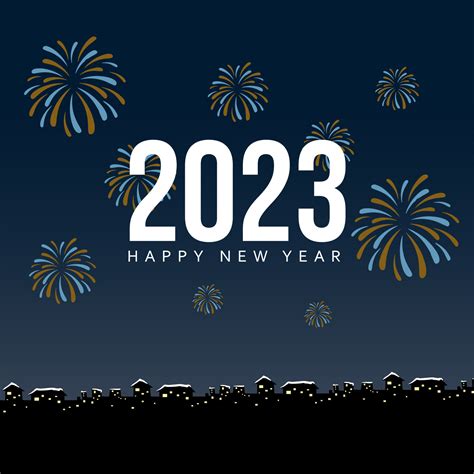 Happy new year 2023. Holiday greeting card design with light and fireworks. bye 2022 and welcome ...