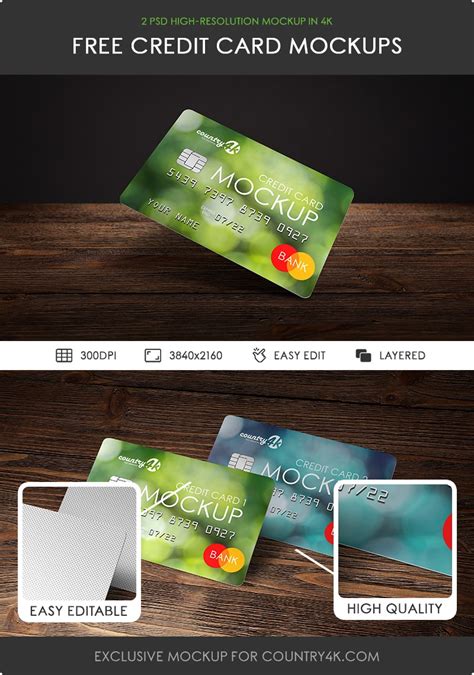 2 Free Credit Card MockUps in 4k - Counrty4k