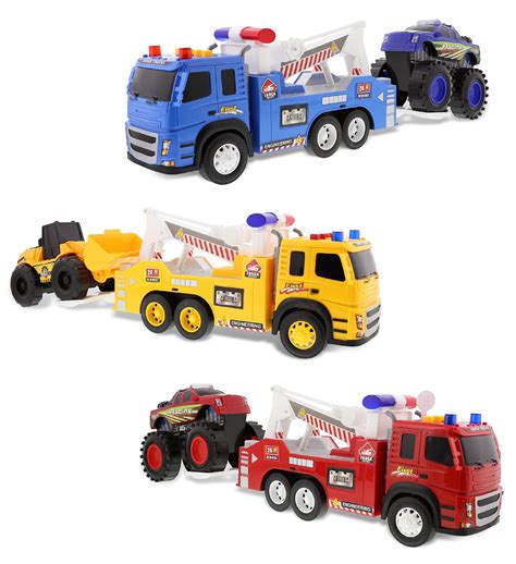 Mozlly Friction Powered Emergency Tow Truck Toys Set of 3 - Assorted ...