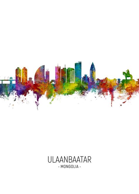 'Ulaanbaatar Skyline' Poster, picture, metal print, paint by Michael ...