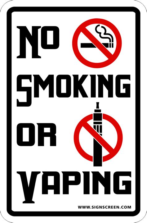 NO Smoking or Vaping Sign 12"x8" | Sign Screen~Yard Signs, Security ...