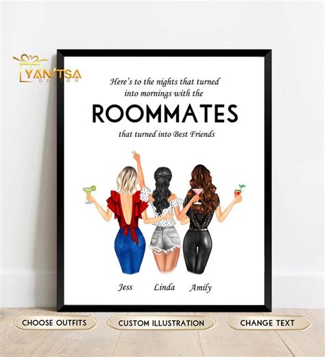 Custom Roommates Print Gift for Roommates Roommates Gifts Roommate Gift College Dorm Decor ...