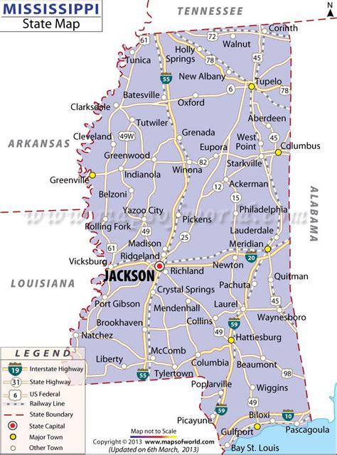 Mississippi State Map With Cities And Counties | US States Map