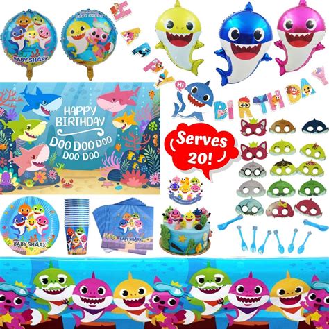 Baby Shark Birthday Decorations Kit - 124 Piece Shark Themed Birthday ...