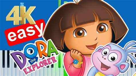 Dora The Explorer Theme Song (Slow Easy) Piano Beginner Tutorial - YouTube