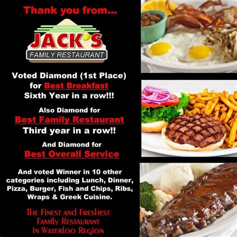 Jack's Family Restaurant menus in Waterloo, Ontario, Canada