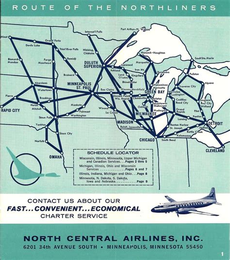 Route of the Northliners: North Central Airlines 1960s Map