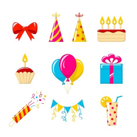 Premium Vector | Birthday party. set of colored icons