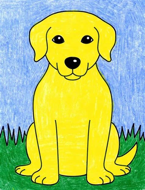 Easy How to Draw a Labrador Tutorial and Labrador Coloring Page | Easy ...
