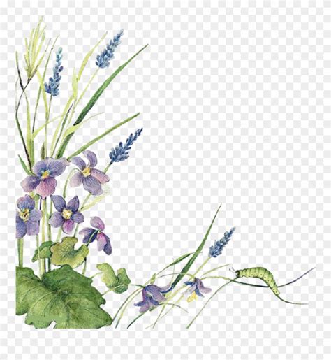 Lavender Purple Flower Border Clipart - e-ntangled