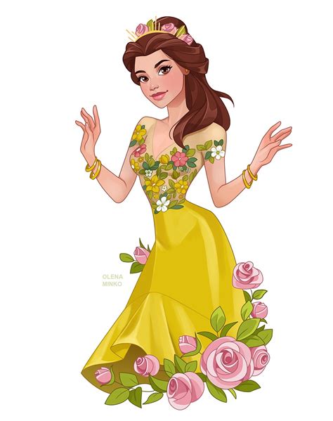 Disney Princesses in floral dresses and flower crowns - YouLoveIt.com