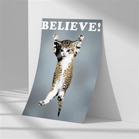 Believe Cat Poster Hang in There Poster Inspiring Poster Quote Poster,home Living Decor, Unique ...