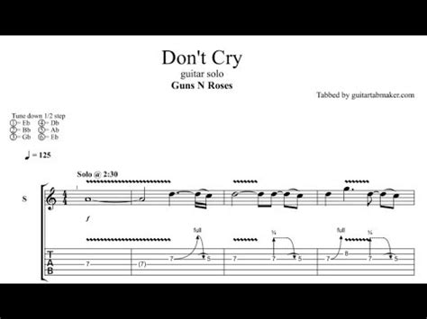 Acoustician - Don't Cry solo TAB - acoustic guitar solo tabs (PDF + Guitar Pro) - deaktee