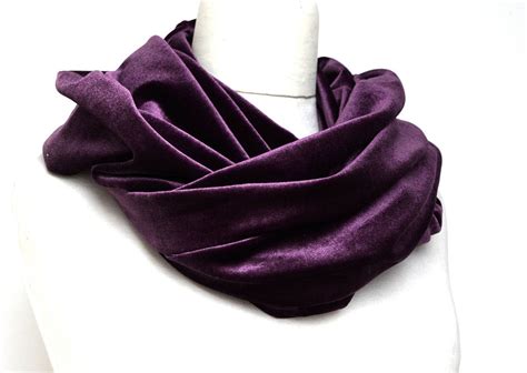 Velvet Scarf Purple Velvet Scarf Velvet Infinity Scarf | Etsy