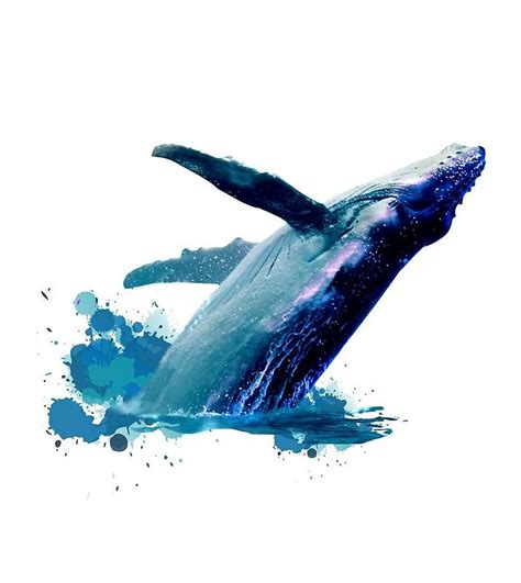 Watercolor Whale Jumping in Ocean Graphic T-Shirt