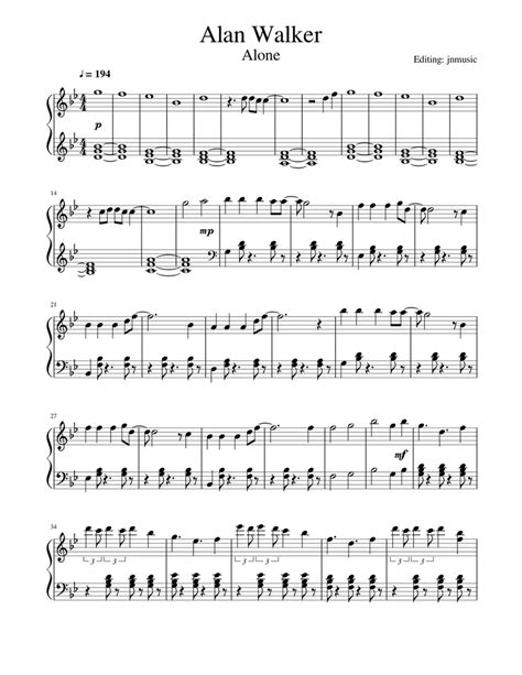 Alan Walker - Alone (Piano) Sheet music for Piano (Solo) | Musescore.com