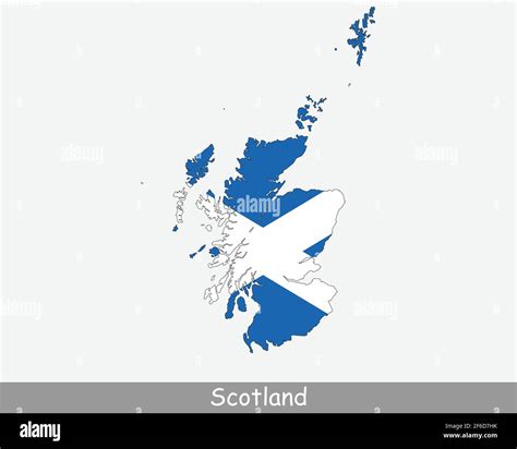 Scotland Flag Map. Map of Scotland with the Scottish national flag isolated on a white ...