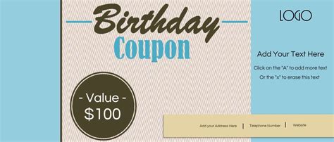 Free Custom Birthday Coupons - Customize Online & Print at Home