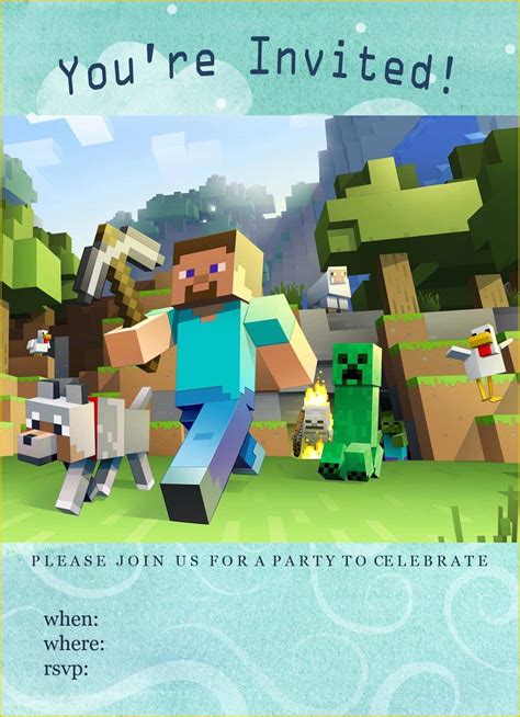 Free Printable Minecraft Birthday Party Invitations Templates Of 40th Birthday Ideas Free ...