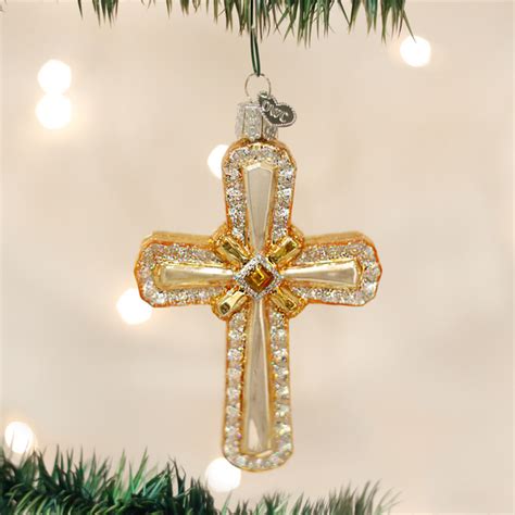 Holy Cross Glass Christmas Ornament - TheHolidayBarn.com