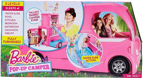 Barbie Pop-Up Camper Transforms into 3-Story Play Set with Pool ...