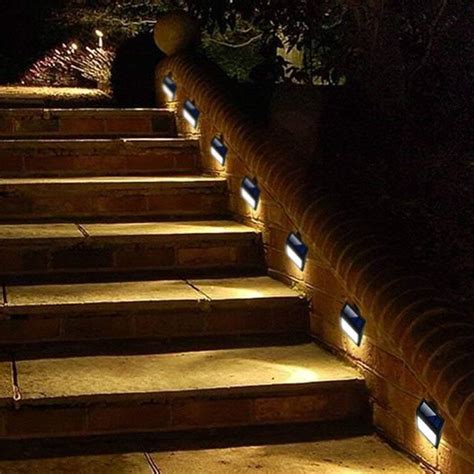 Solar Powered wall light, 4 Pack solar 6 LED Light Wall Mount Garden path lámpara paso luces ...