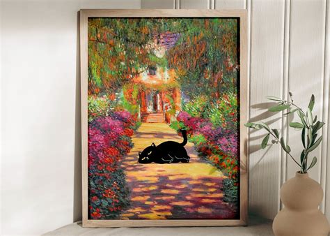 Monet Garden Cat Print, Claude Monet Cat Poster, Cat Art, Animal Poster ...