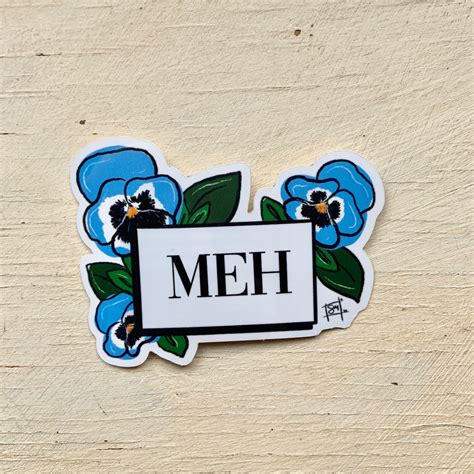 Flower Sticker, Meh Sticker, Vinyl Sticker, Laptop Sticker, Waterproof ...