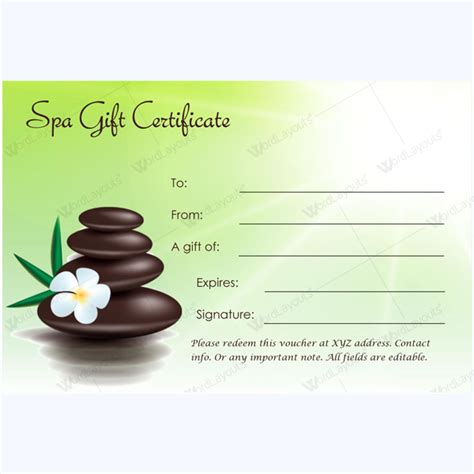 Printable Spa Gift Card - Printable Words Worksheets