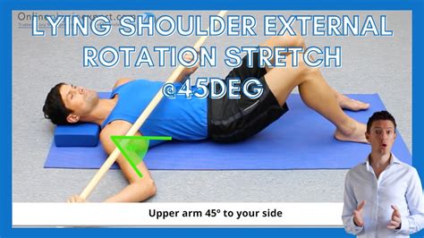 Lying Shoulder External Rotation Stretch (45deg) - YouTube