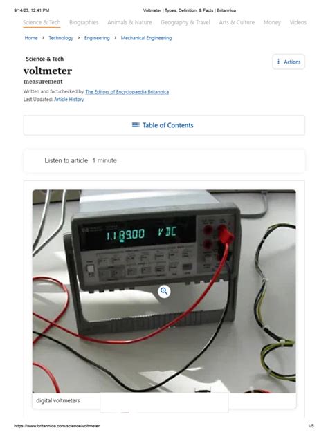 Voltmeter - Types, Definition, & Facts - Britannica | PDF | Voltage ...